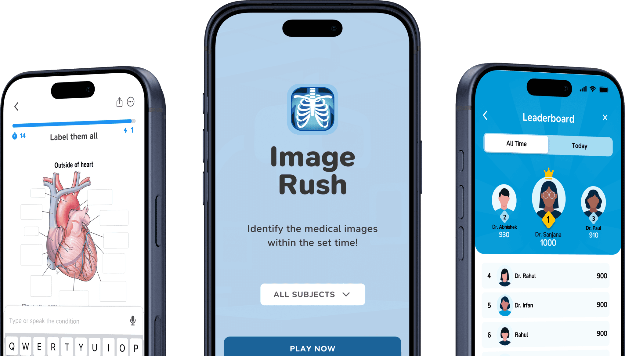 Image Rush three-phone gameplay composition