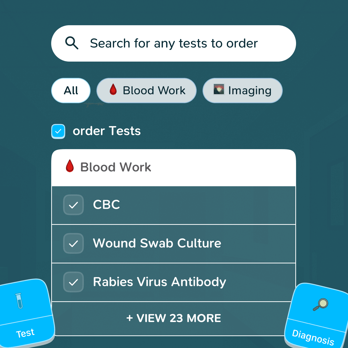 Order tests panel